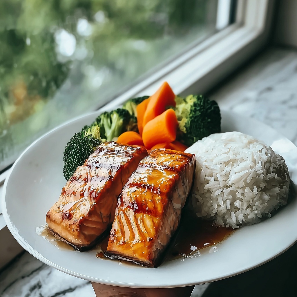 Salmon Teriyaki with Steamed Rice Recipe - Recipe Image