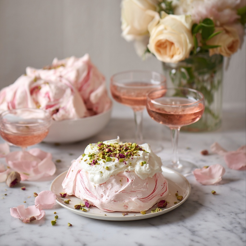 Rose Meringues with Pistachios Recipe - Recipe Image