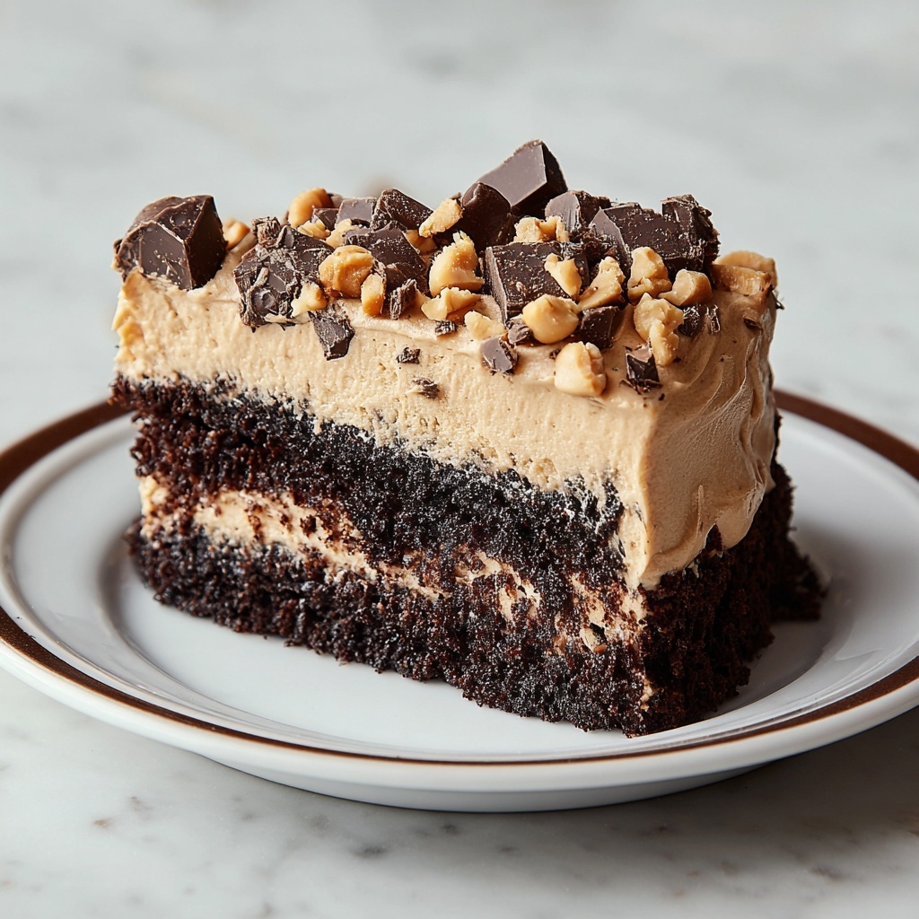 Chocolate Peanut Butter Poke Cake Recipe - Recipe Image