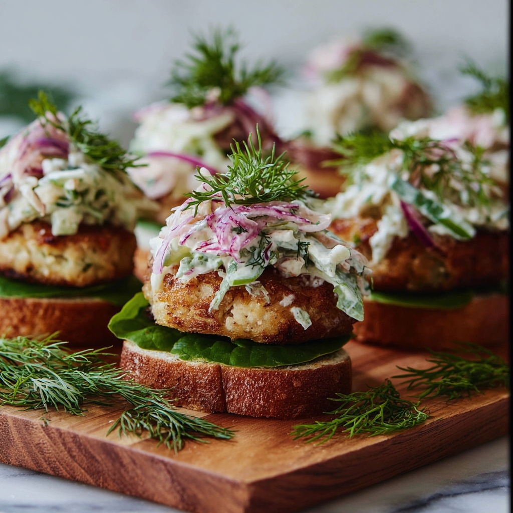Crispy Salmon Sliders with Lemon Arugula Slaw Recipe - Recipe Image