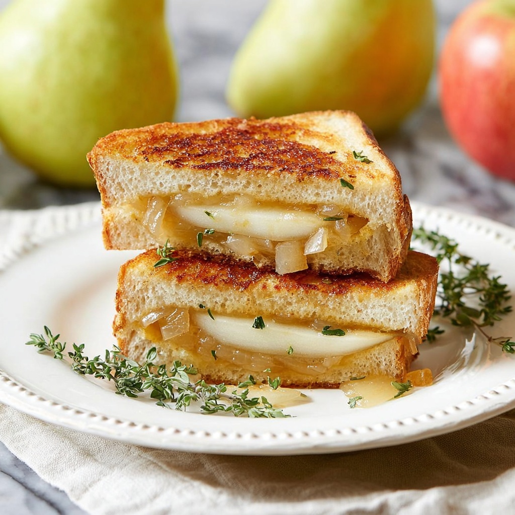 Caramelized Onion Pear Grilled Cheese Sandwich Recipe - Recipe Image