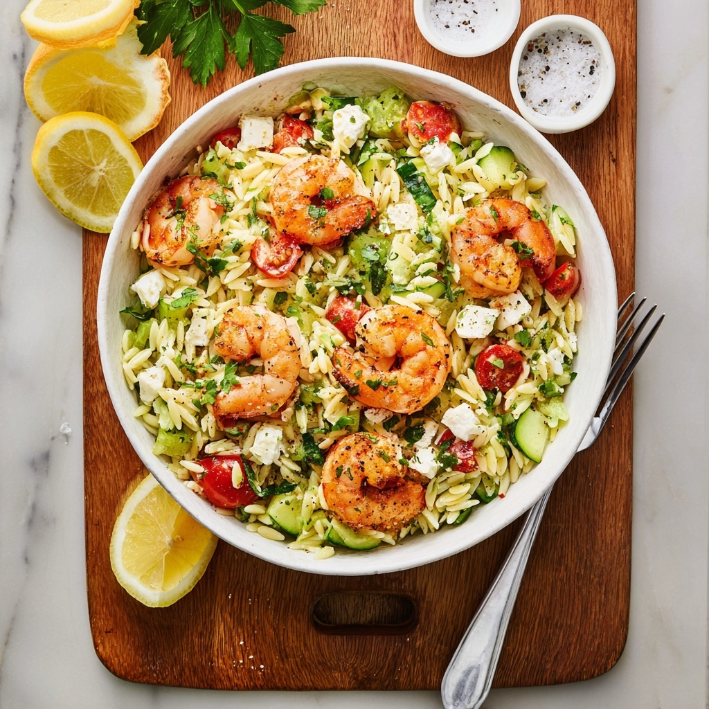Greek-Style Lemony Grilled Shrimp Orzo Salad Recipe - Recipe Image