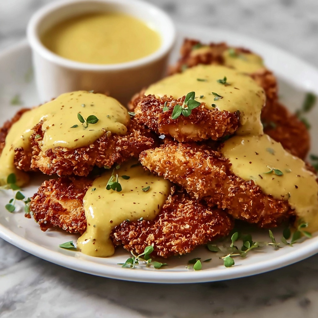 Crispy Pretzel Chicken with Zesty Cheddar Sauce - Recipe Image