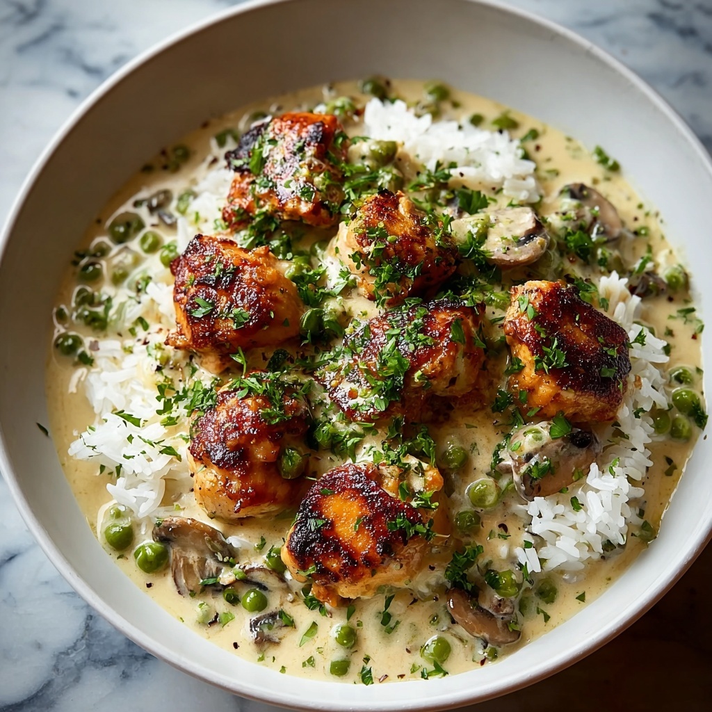 Quick & Easy Creamy Smothered Chicken & Rice Dinner Recipe - Recipe Image