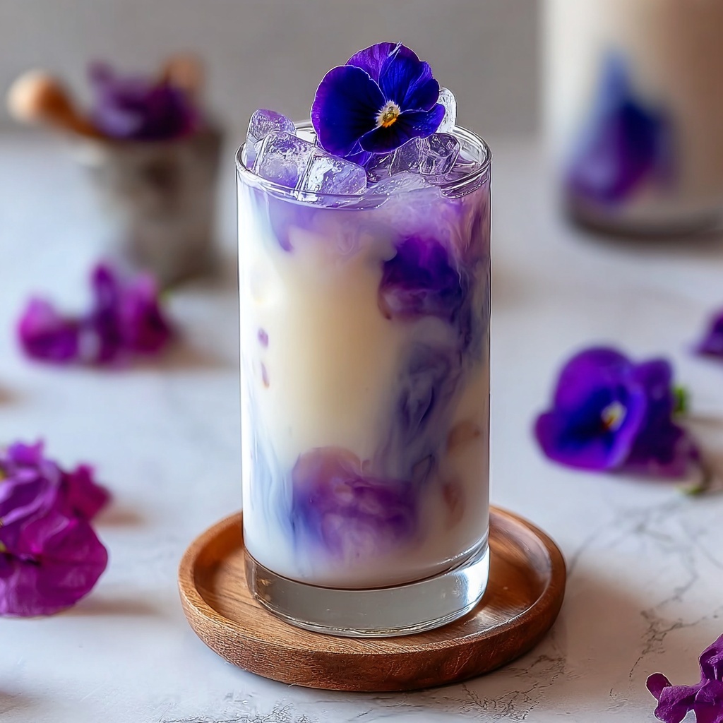 Iced Butterfly Pea Flower Tea Latte Recipe - Recipe Image