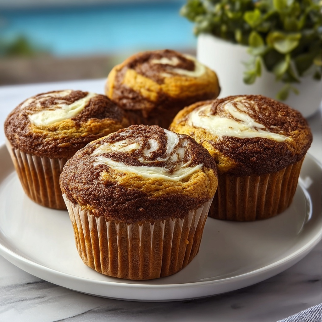 Fluffy Pumpkin Cream Cheese Swirl Muffins Recipe - Recipe Image