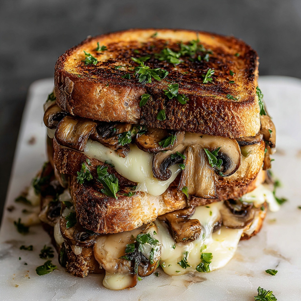 Garlic Mushroom Grilled Cheese Recipe - Recipe Image