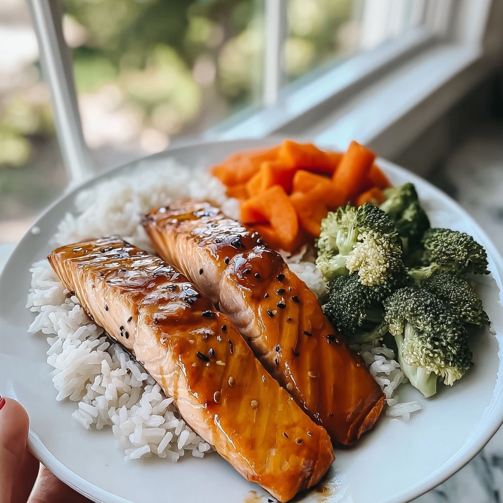 Salmon Teriyaki with Steamed Rice Recipe - Recipe Image