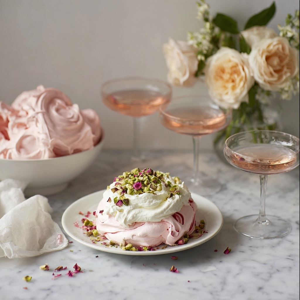 Rose Meringues with Pistachios Recipe - Recipe Image