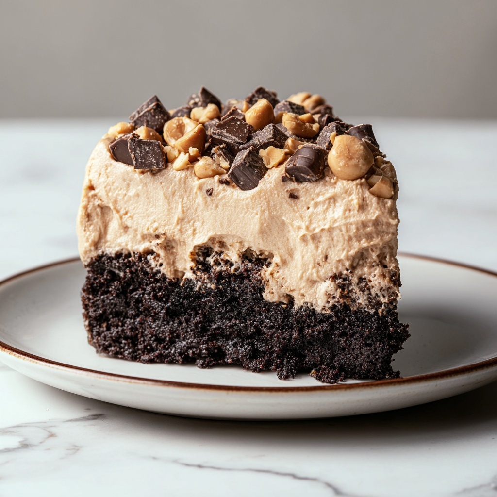 Chocolate Peanut Butter Poke Cake Recipe - Recipe Image