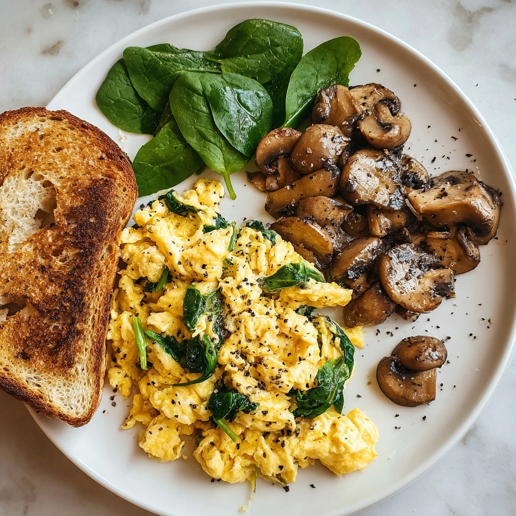 Mushroom-Spinach Scrambled Eggs Recipe - Recipe Image