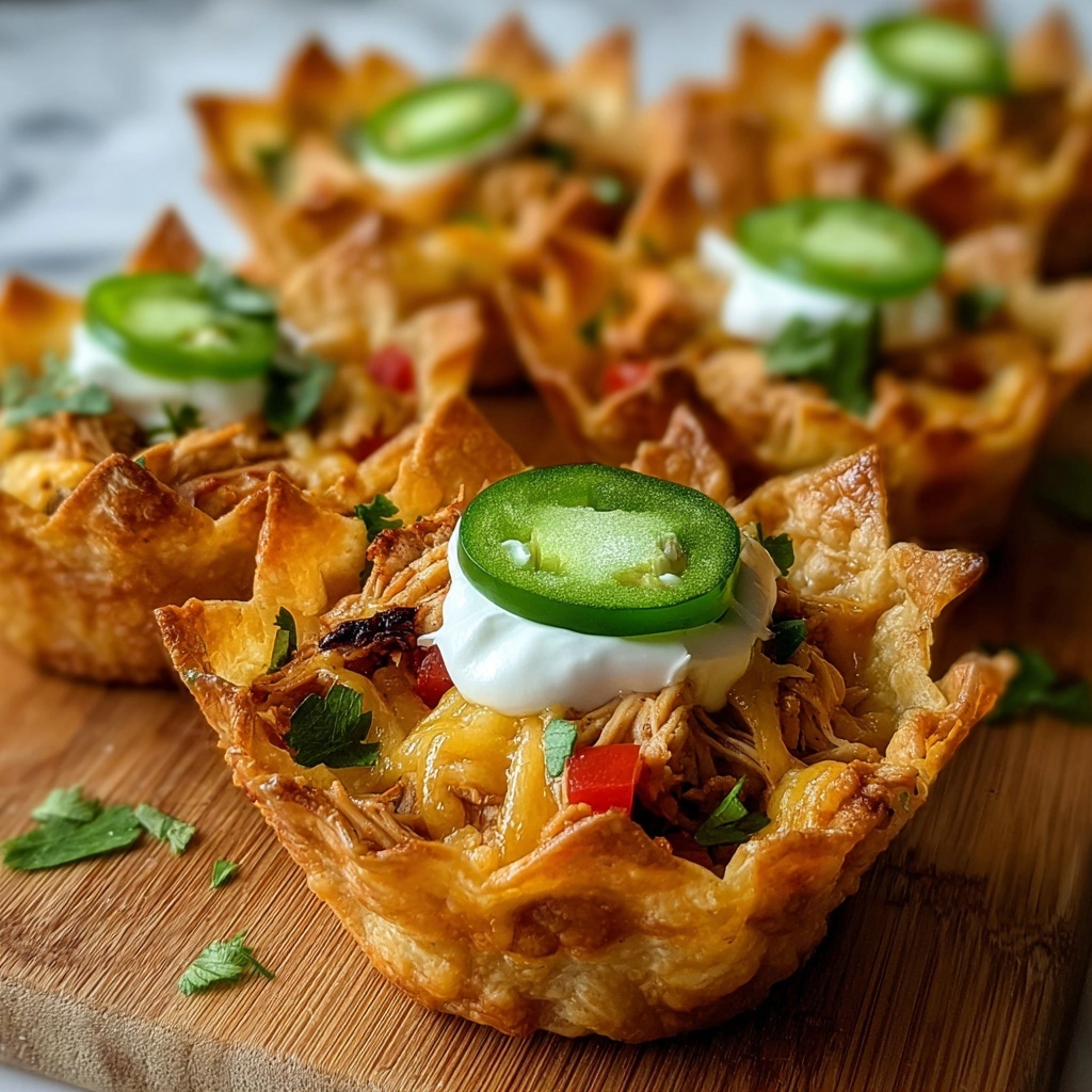 Mini Chicken Fajita Wonton Cups Recipe - Recipe Image