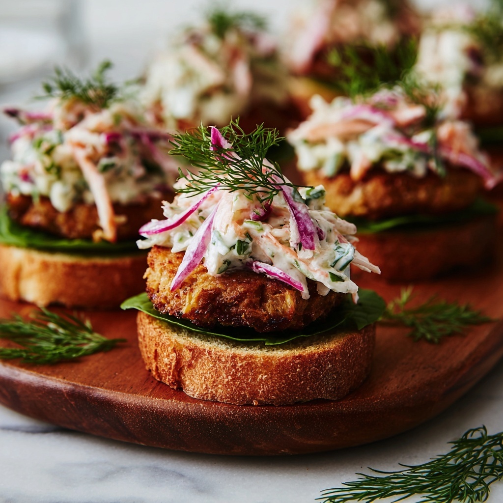Crispy Salmon Sliders with Lemon Arugula Slaw Recipe - Recipe Image