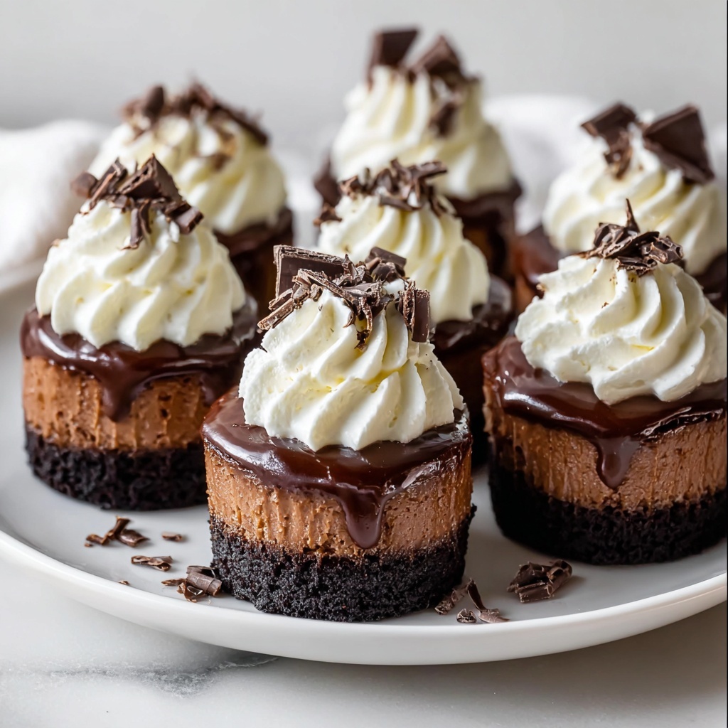 Mini Chocolate Cheesecakes with Oreo Crust and Chocolate Ganache Recipe - Recipe Image