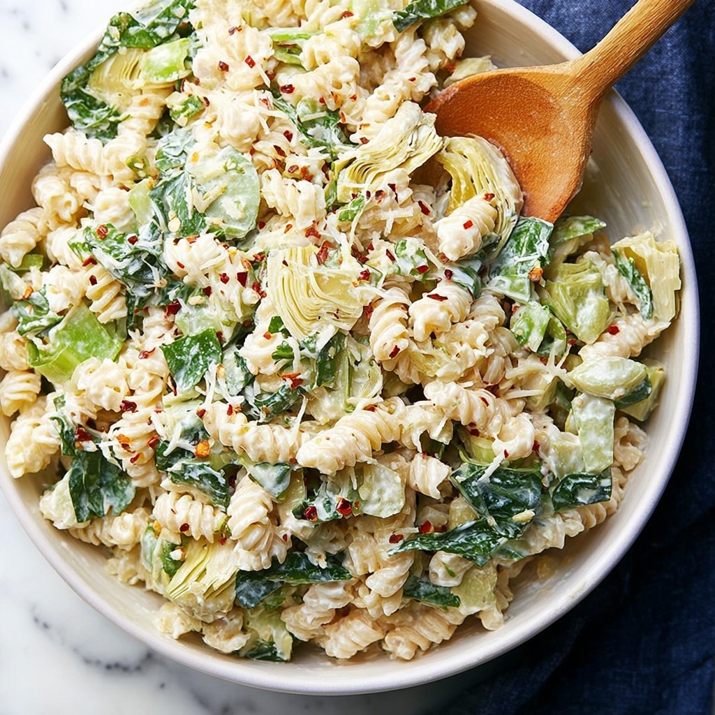 Spinach Artichoke Pasta Salad Recipe - Recipe Image