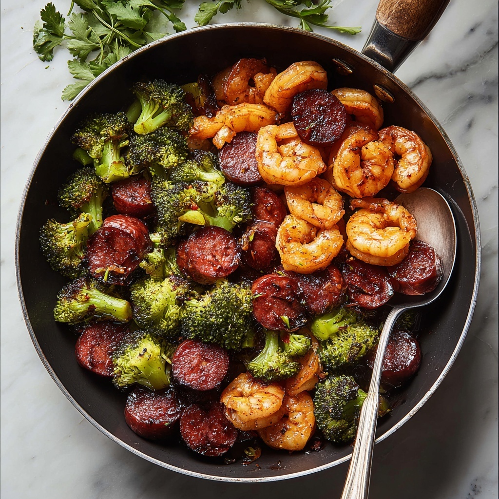 Honey Garlic Shrimp, Sausage, and Broccoli Stir-Fry Recipe - Recipe Image