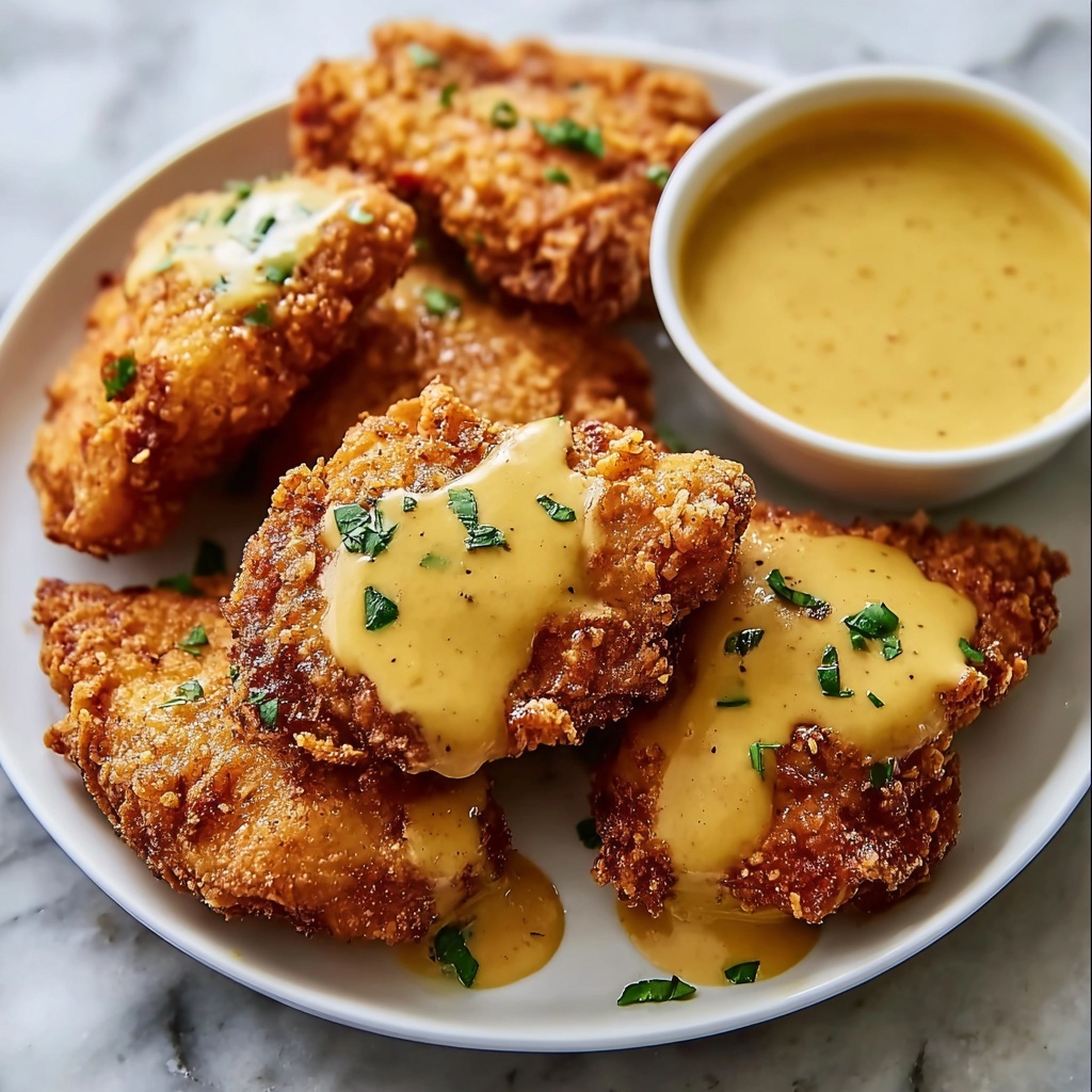 Crispy Pretzel Chicken with Zesty Cheddar Sauce - Recipe Image