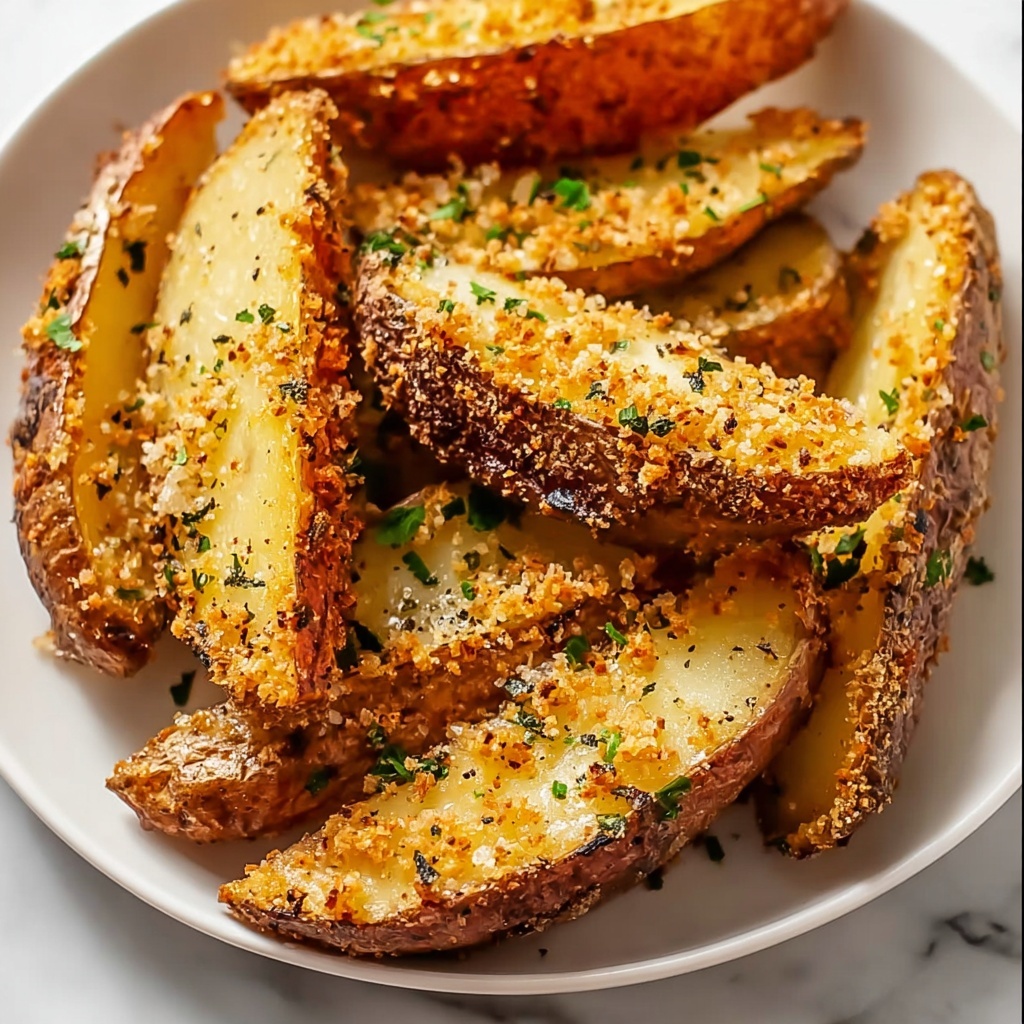 Baked Garlic Parmesan Potato Wedges Recipe - Recipe Image