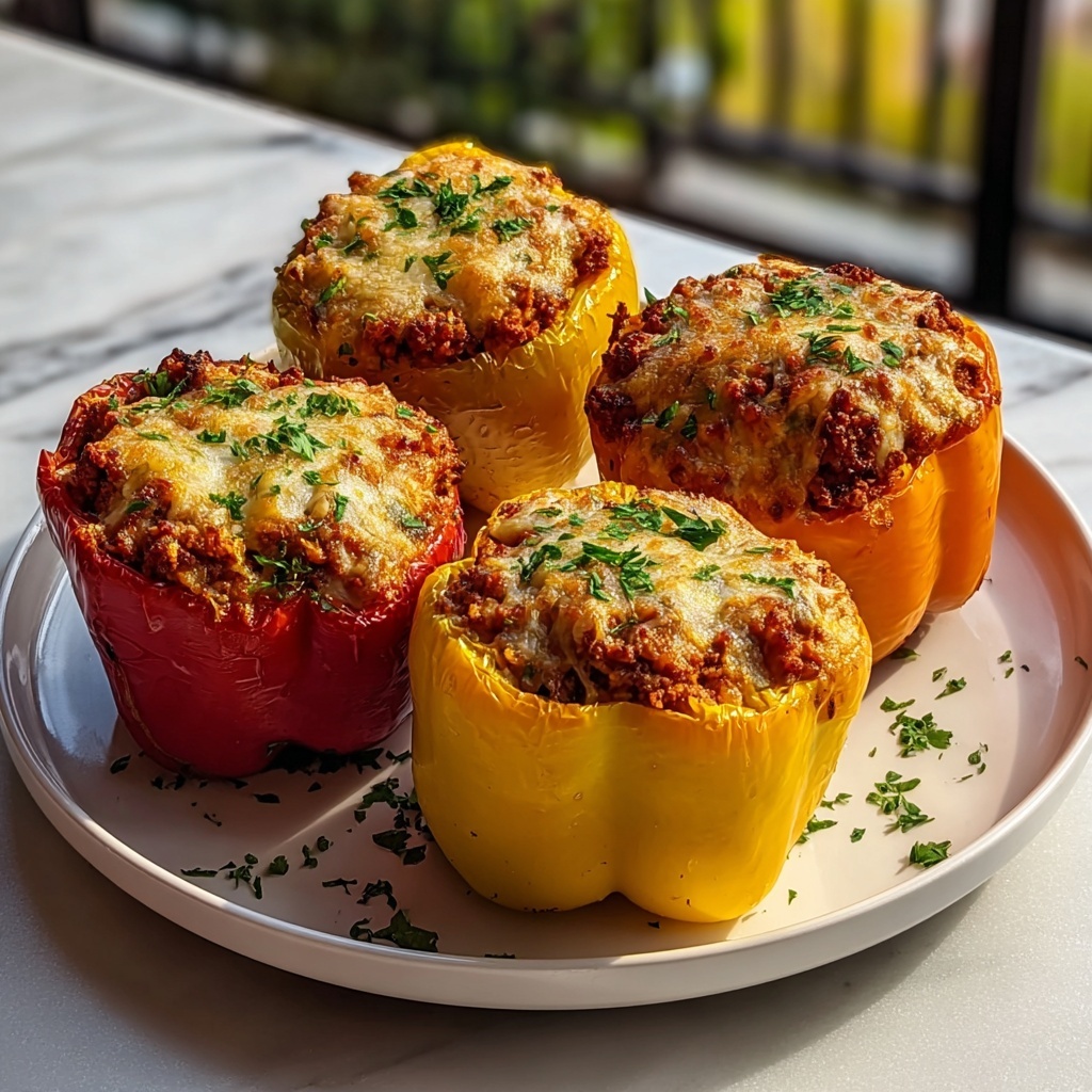 Stuffed Peppers with Ground Beef and Mozzarella Recipe - Recipe Image