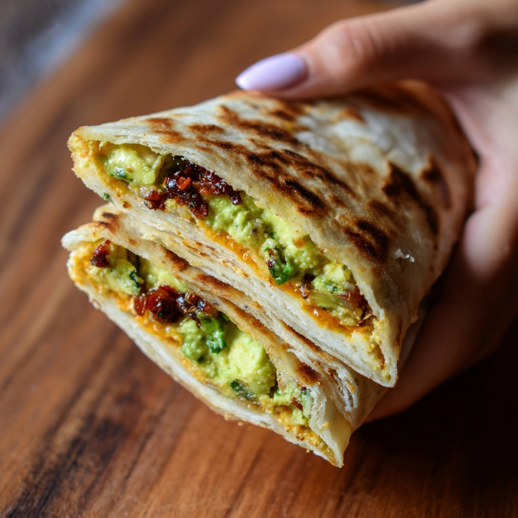 Scallion Pancake with Eggs and Spinach Breakfast Wrap Recipe - Recipe Image