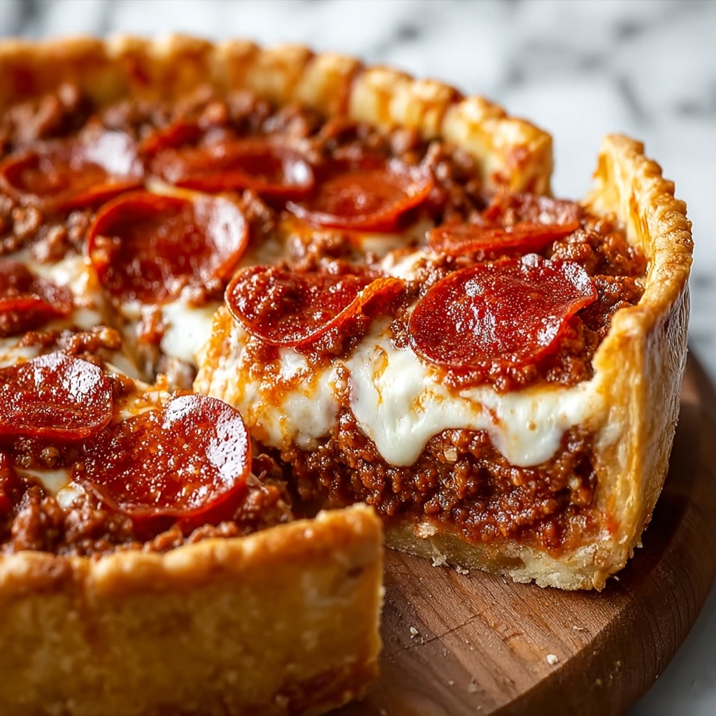 Deep Hamburger Sausage & Pepperoni Pie: Comfort Food Bliss Recipe - Recipe Image