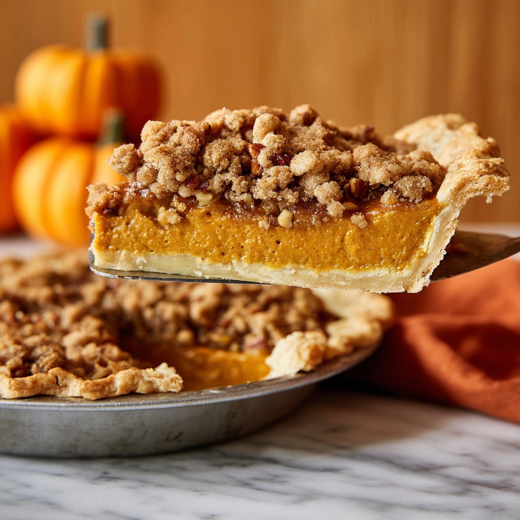 Ultimate Pumpkin Pie with Pecan Streusel Topping Recipe - Recipe Image