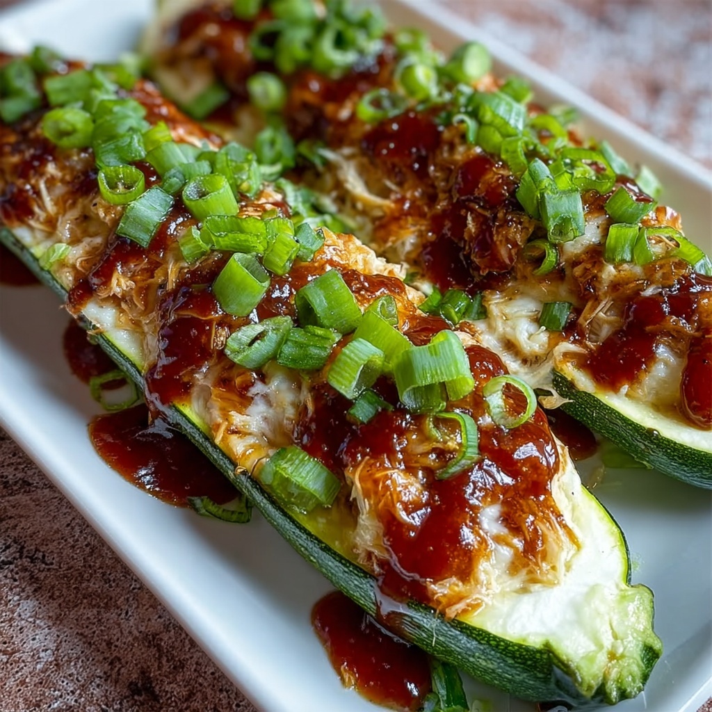 Sticky BBQ Chicken Zucchini Boats Recipe - Recipe Image