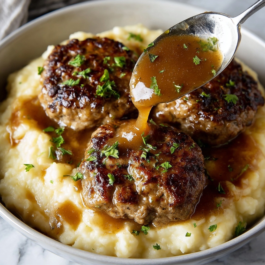 Salisbury Steak with Mushroom Gravy and Creamy Mashed Potatoes Recipe - Recipe Image