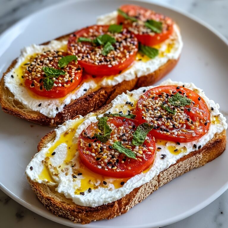 Ricotta & Tomato Toast with Sesame Seeds & Olive Oil Recipe