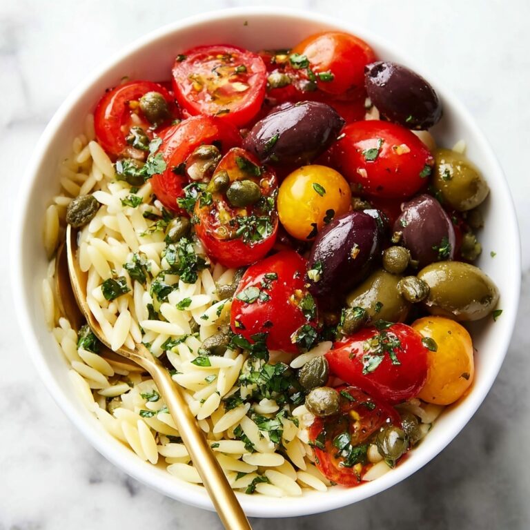Orzo Pasta Salad with Cherry Tomatoes, Artichokes, Olives, and Chicken Recipe