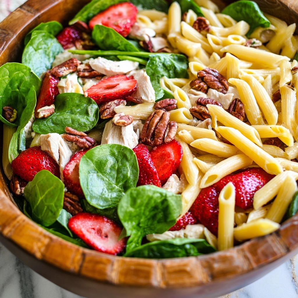 Strawberry Chicken and Spinach Pasta Salad Recipe - Recipe Image