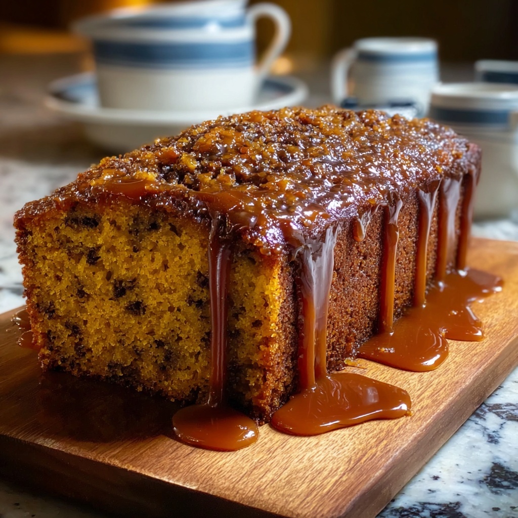 Sticky Date Carrot Pudding Loaf with Cinnamon Syrup Recipe - Recipe Image