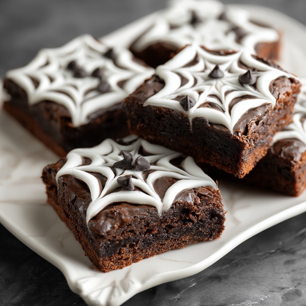 Spider Web Halloween Brownies Recipe - Recipe Image
