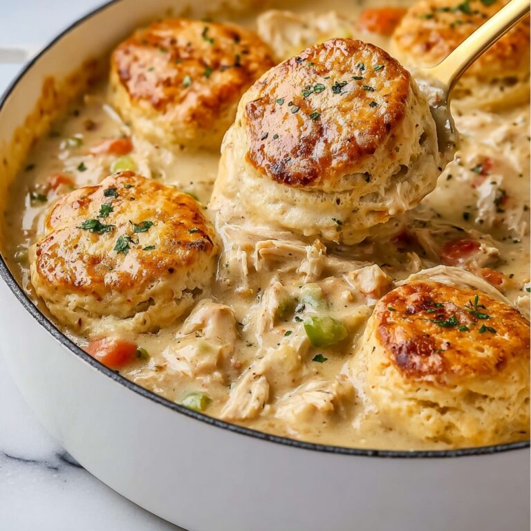 Skillet Chicken Pot Pie with Parmesan Herb Butter Biscuits Recipe