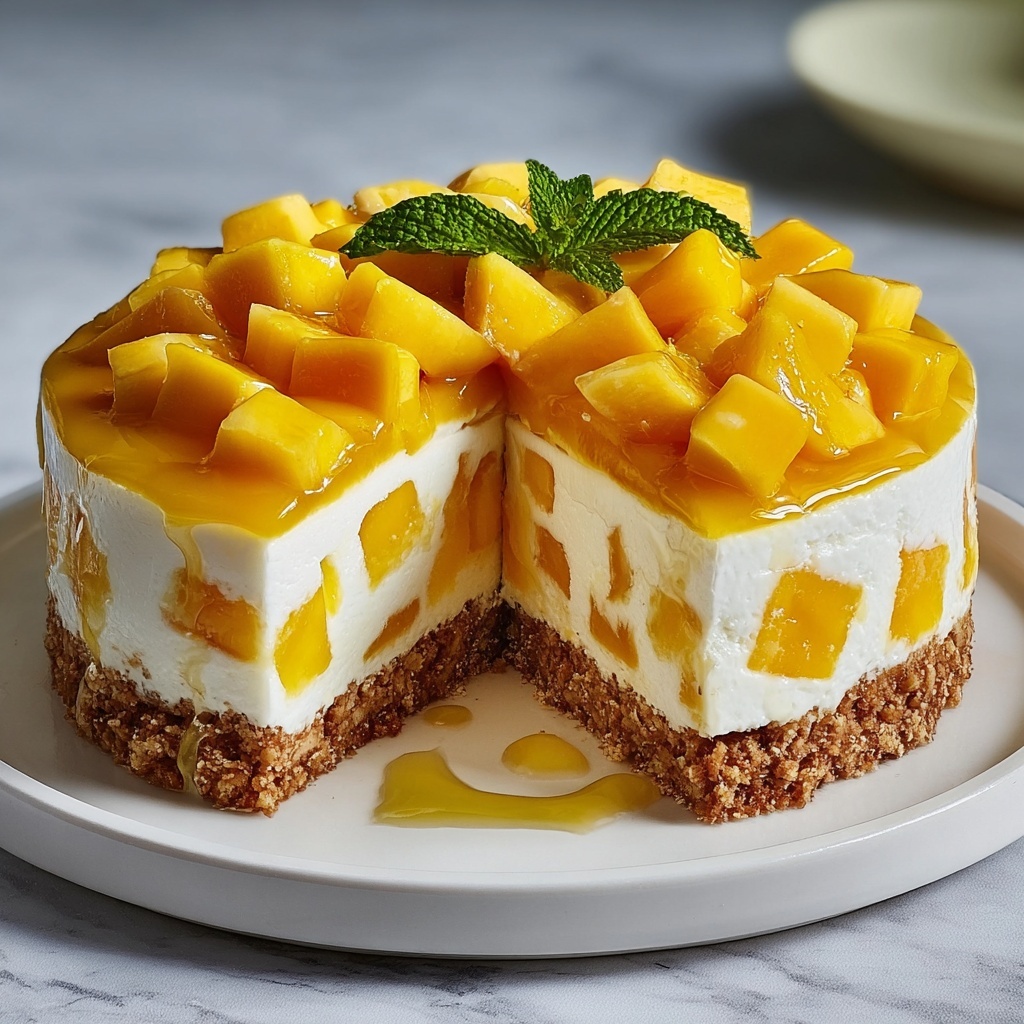 Unbaked Cheese and Mango Cake Recipe - Recipe Image