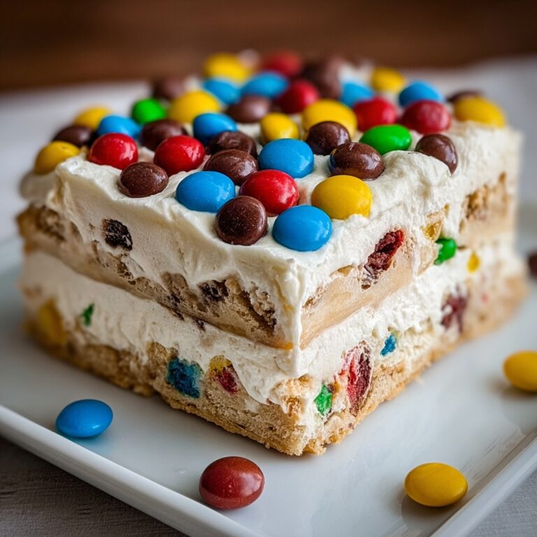 Easy M&M Ice Cream Sandwich Cake Recipe