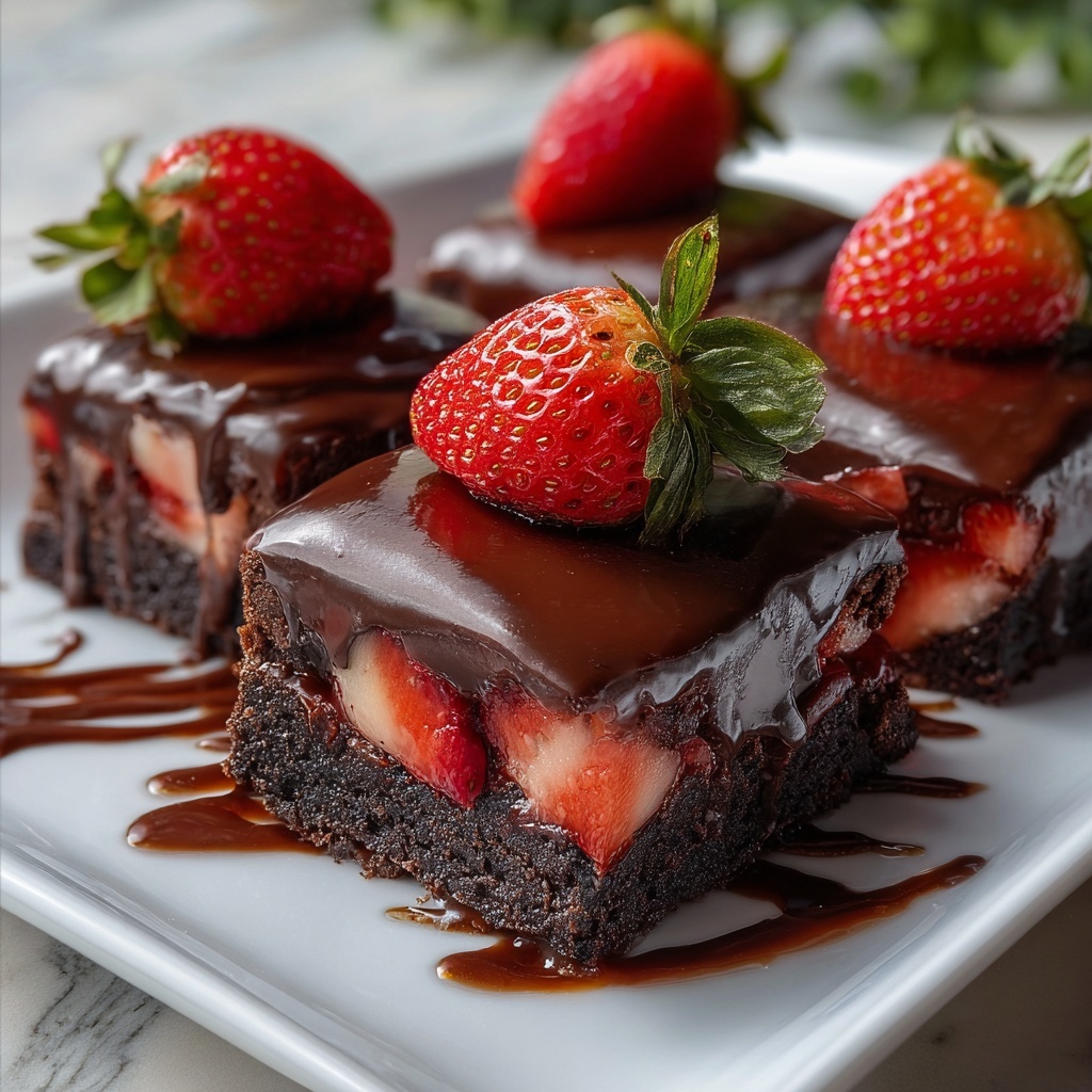 Chocolate Covered Strawberry Brownies Recipe - Recipe Image