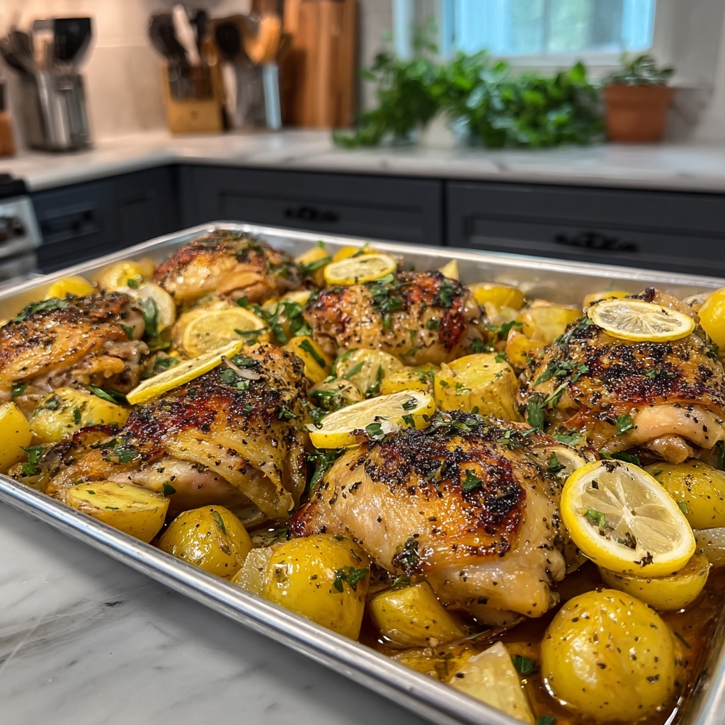 One Pan Greek Lemon Chicken and Potatoes Recipe - Recipe Image