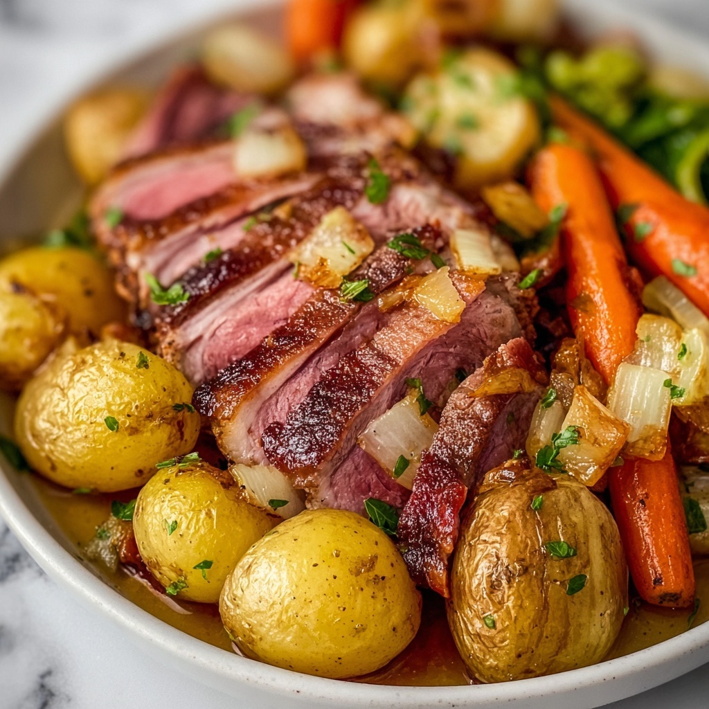 Hearty Corned Beef and Cabbage with Roasted Potatoes and Horseradish Sauce Recipe - Recipe Image