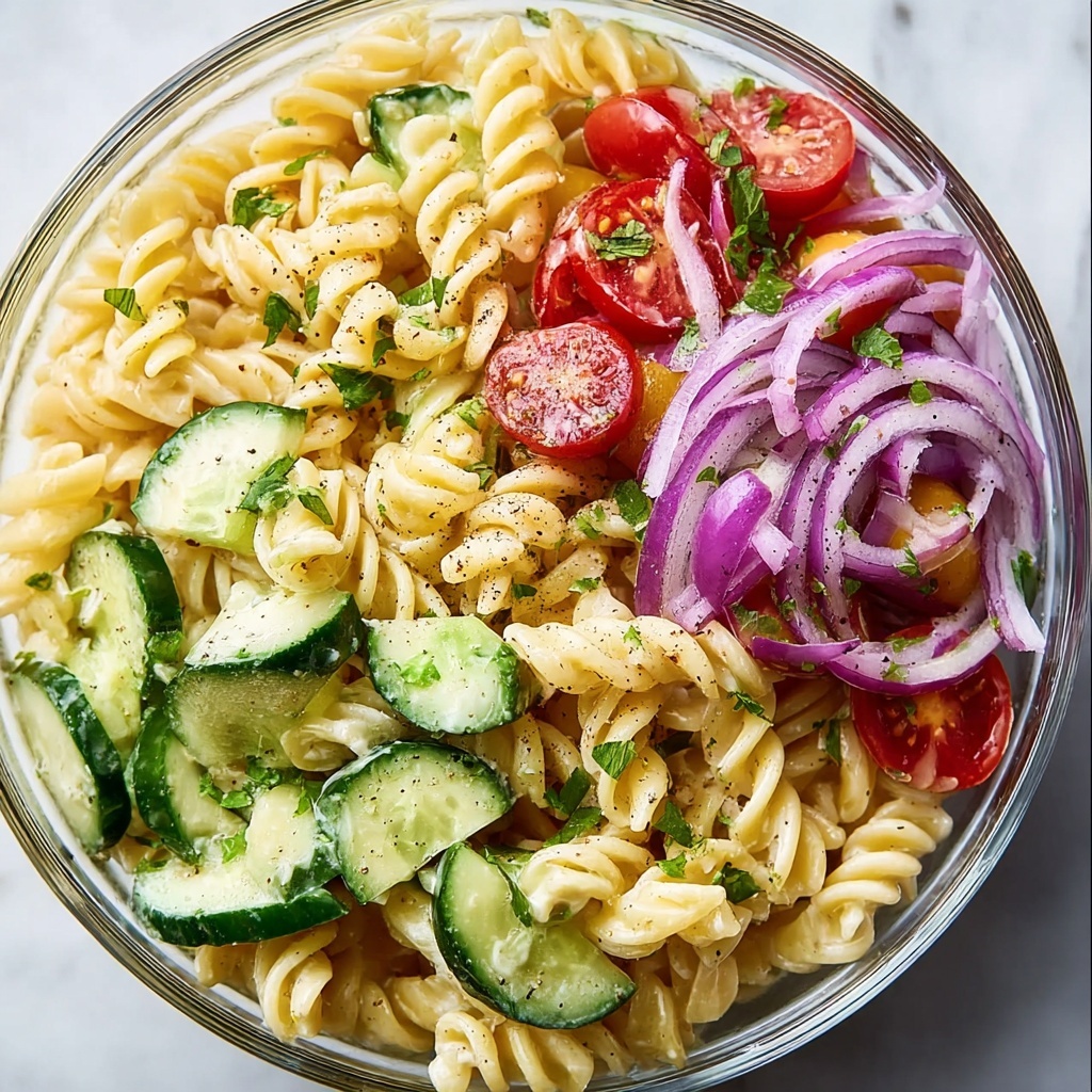 Best Creamy Tomato Cucumber Pasta Salad Recipe - Recipe Image