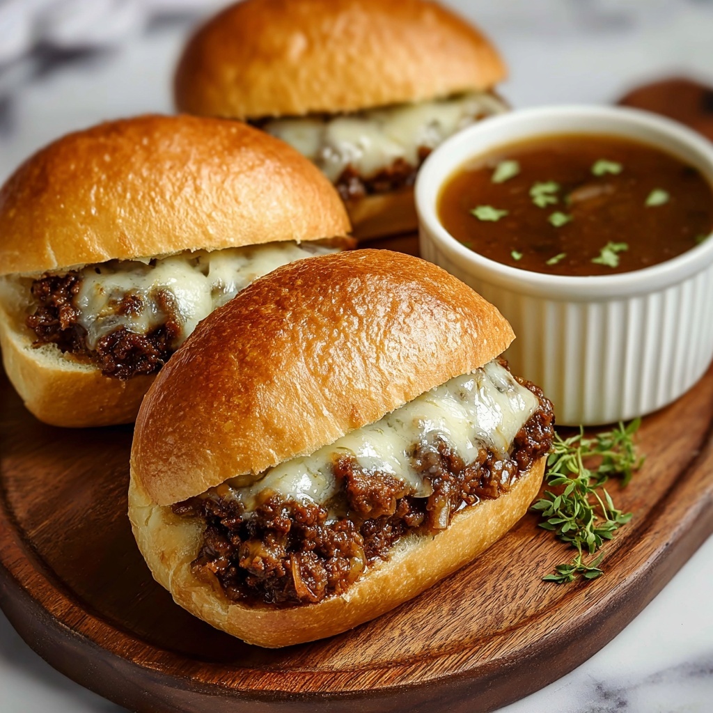 Ground Beef French Dip Sandwiches with Au Jus Recipe - Recipe Image