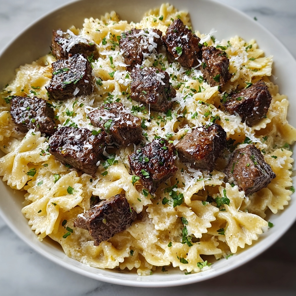 Beef and Bowtie Alfredo Recipe - Recipe Image