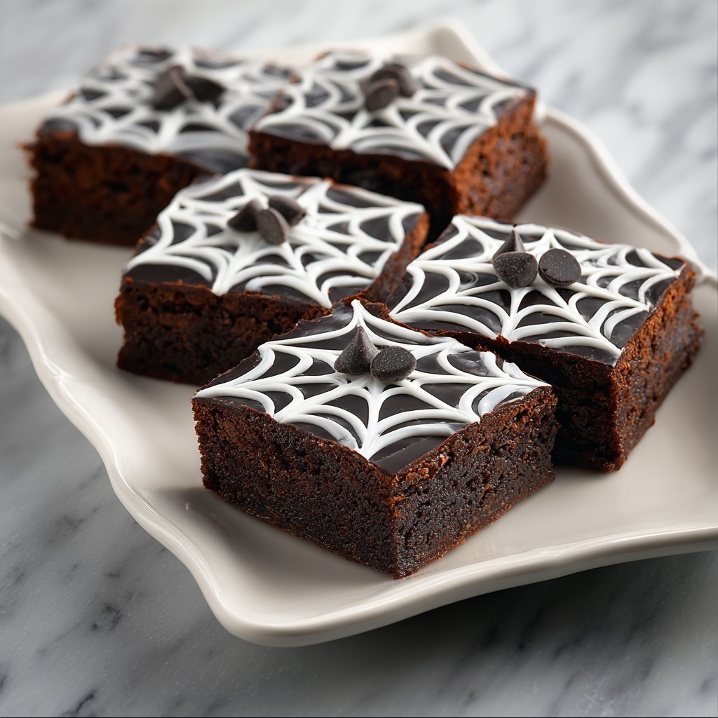 Spider Web Halloween Brownies Recipe - Recipe Image