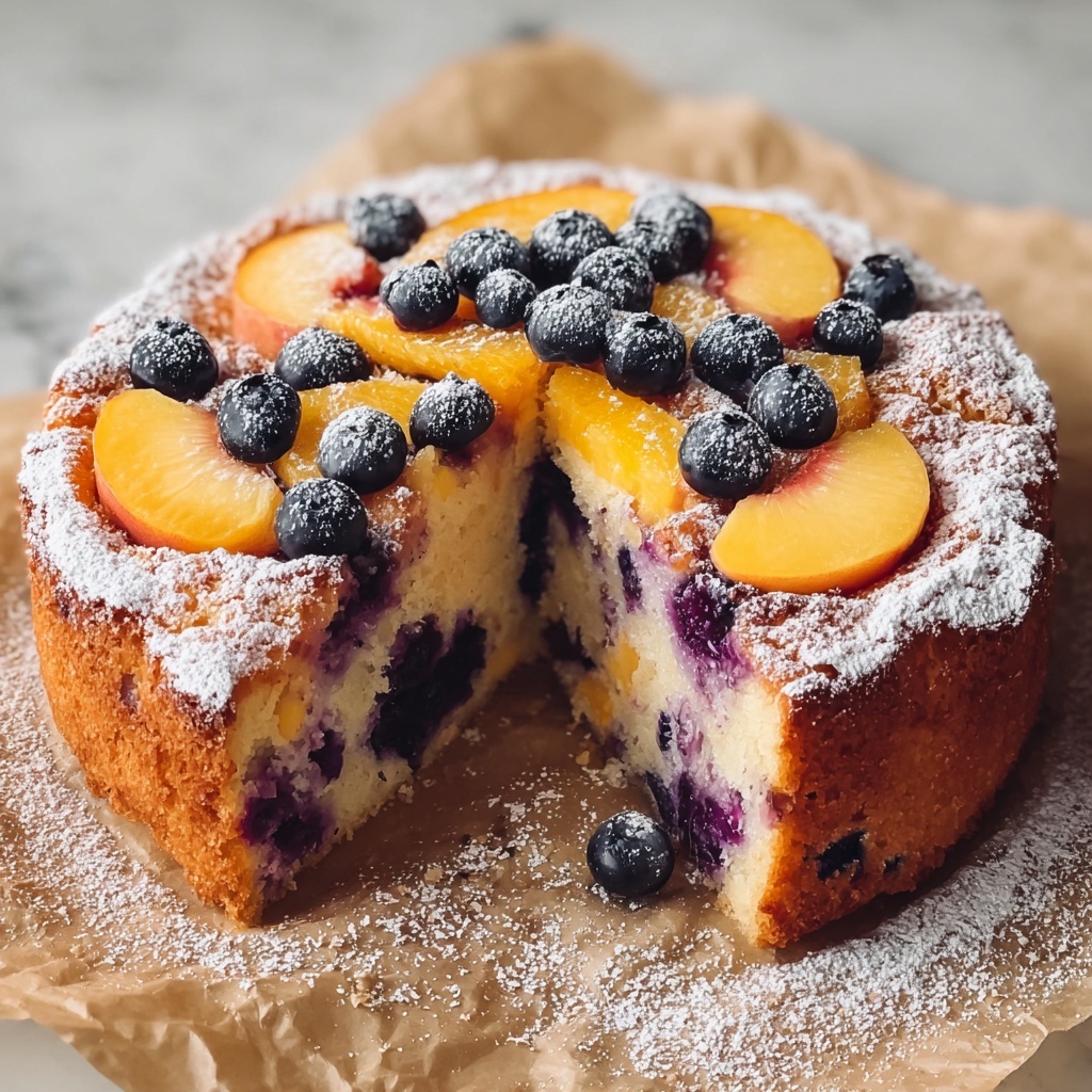 Peach Blueberry Summer Cake Recipe - Recipe Image