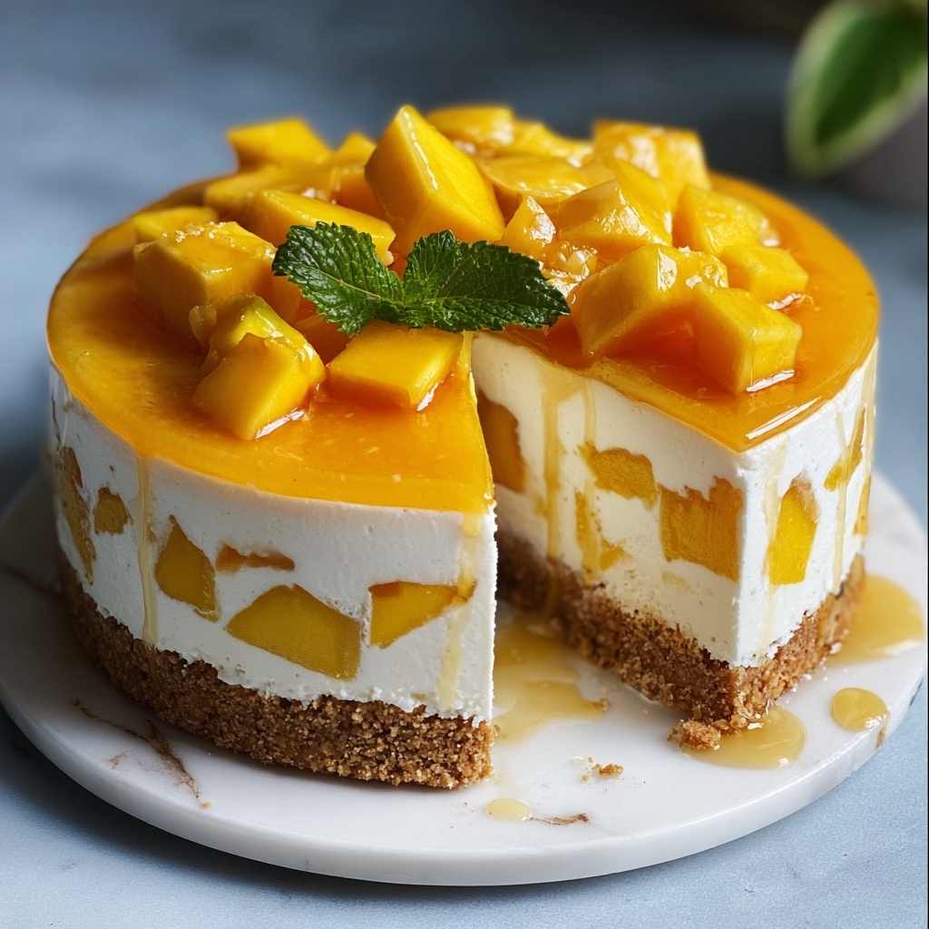 Unbaked Cheese and Mango Cake Recipe - Recipe Image