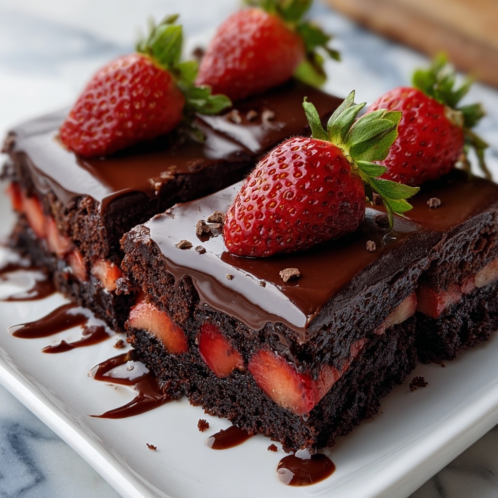 Chocolate Covered Strawberry Brownies Recipe - Recipe Image