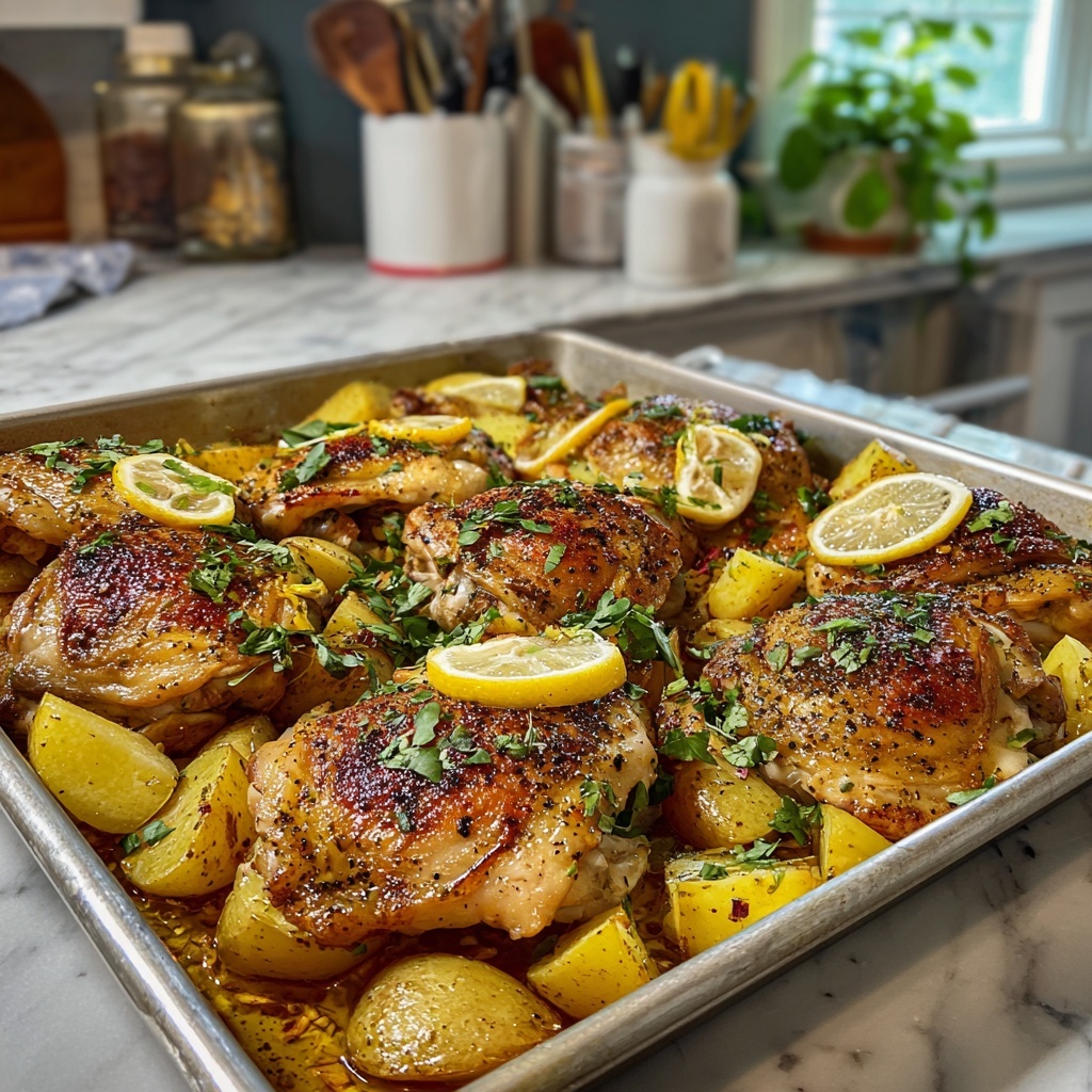 One Pan Greek Lemon Chicken and Potatoes Recipe - Recipe Image