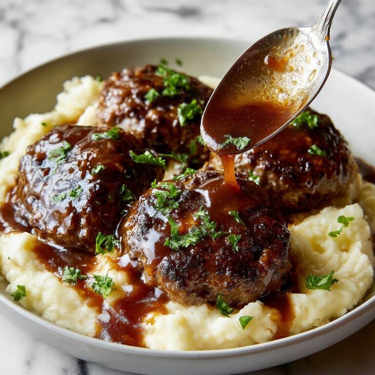 Salisbury Steak with Mushroom Gravy and Creamy Mashed Potatoes Recipe