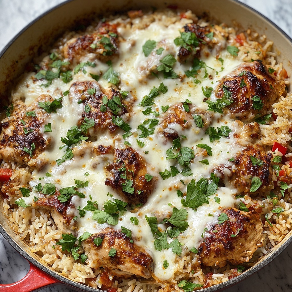 Creamy Chicken and Rice Skillet with Queso Recipe - Recipe Image