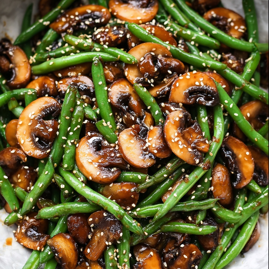 Teriyaki Green Beans with Mushrooms and Shallots Recipe - Recipe Image